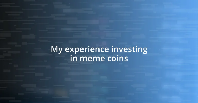 My experience investing in meme coins